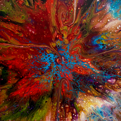 Obraz w technice pouringu akrylowego "Kosmiczna Eksplozja"